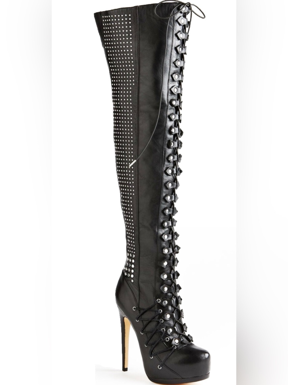 Black Studded Over-the-Knee High Heel Boots - Truth or Dare shoe line by MADONNA